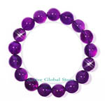 New 12mm Natural Amethyst Crystal Quartz Purple Stone Elastic Bracelet, Love Gift, Size L